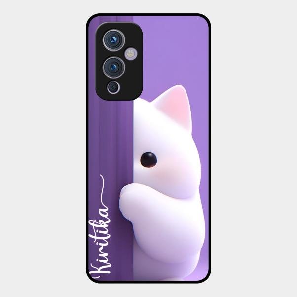 Cute Kitten Glossy Metal Case Cover For Oneplus 9 5G