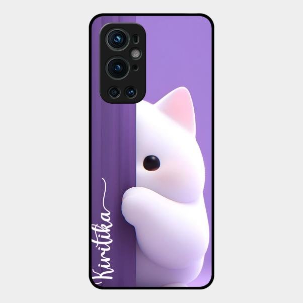 Cute Kitten Glossy Metal Case Cover For Oneplus 9 Pro 5G
