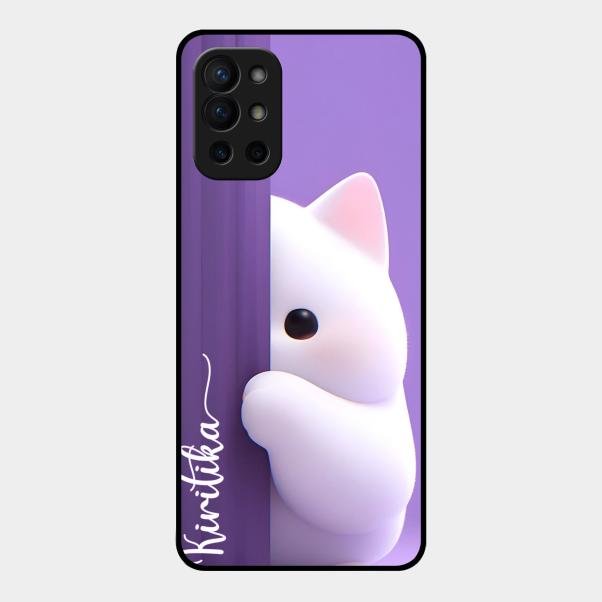 Cute Kitten Glossy Metal Case Cover For Oneplus 9R 5G