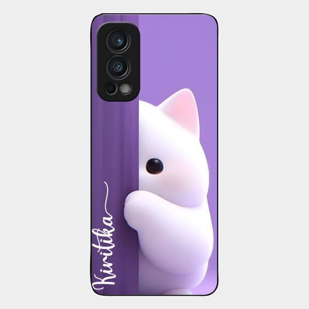 Cute Kitten Glossy Metal Case Cover For Oneplus Nord 2 5G