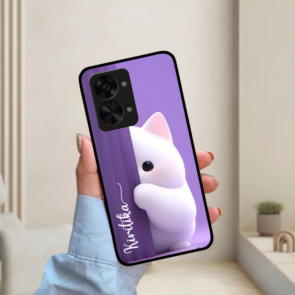 Cute KItten Glossy Metal Case Cover For OnePlus