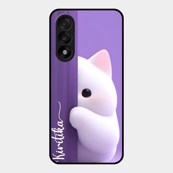Cute Kitten Glossy Metal Case Cover For Oneplus Nord 5 5G