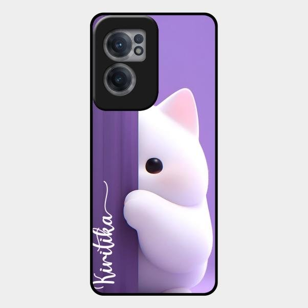 Cute Kitten Glossy Metal Case Cover For Oneplus Nord Ce 2 5G