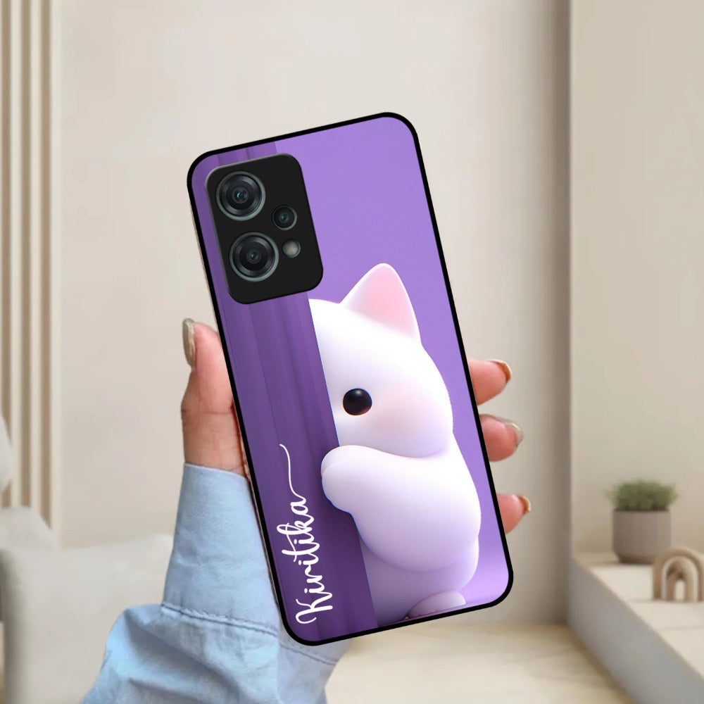 Cute KItten Glossy Metal Case Cover For OnePlus