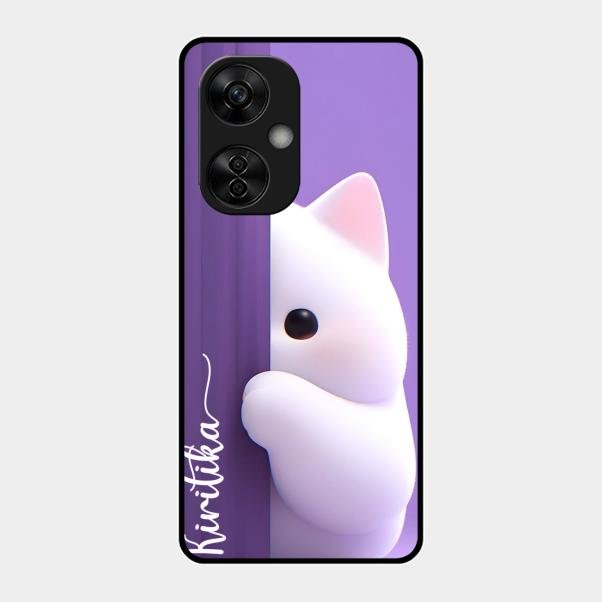 Cute Kitten Glossy Metal Case Cover For Oneplus Nord Ce 3 Lite 5G