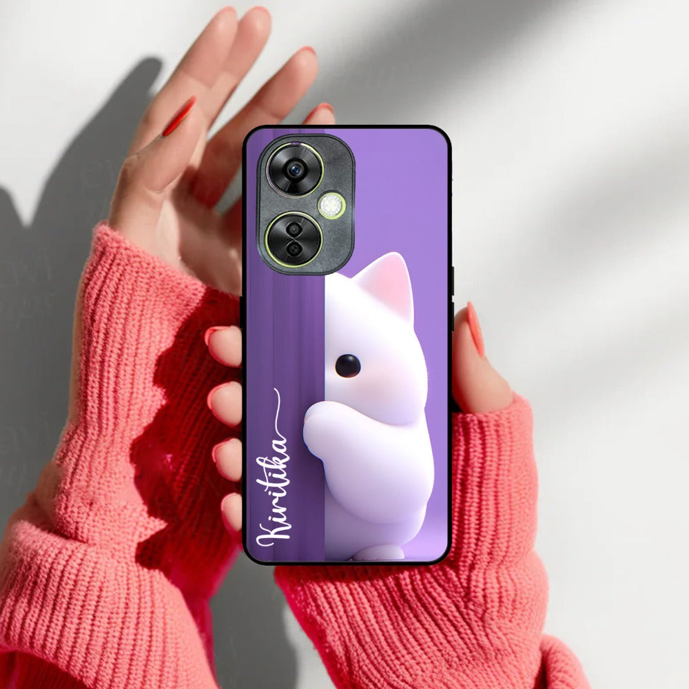 Cute KItten Glossy Metal Case Cover For OnePlus