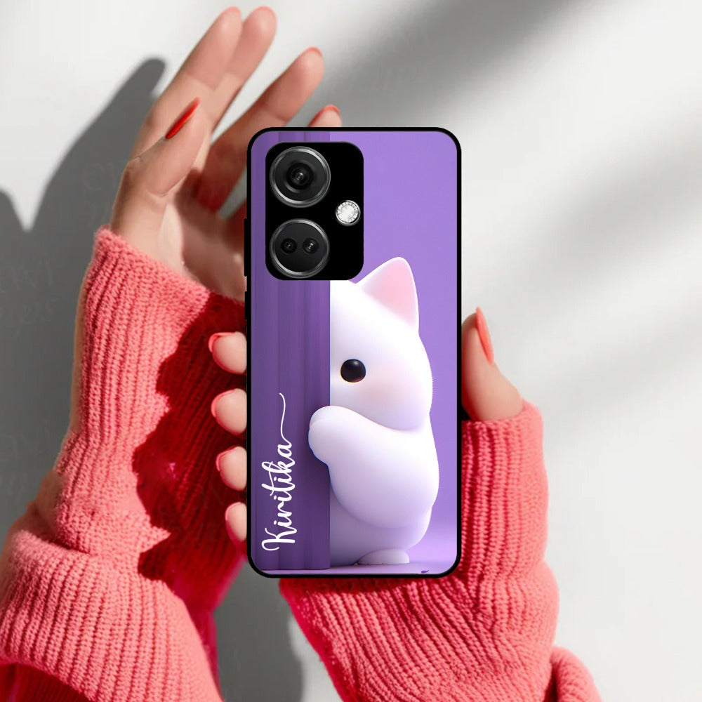 Cute KItten Glossy Metal Case Cover For OnePlus