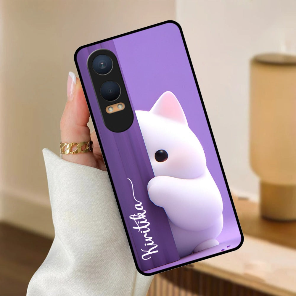 Cute KItten Glossy Metal Case Cover For OnePlus