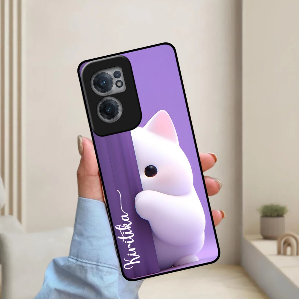 Cute KItten Glossy Metal Case Cover For OnePlus