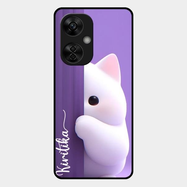 Cute Kitten Glossy Metal Case Cover For Oneplus Nord Ce5 5G