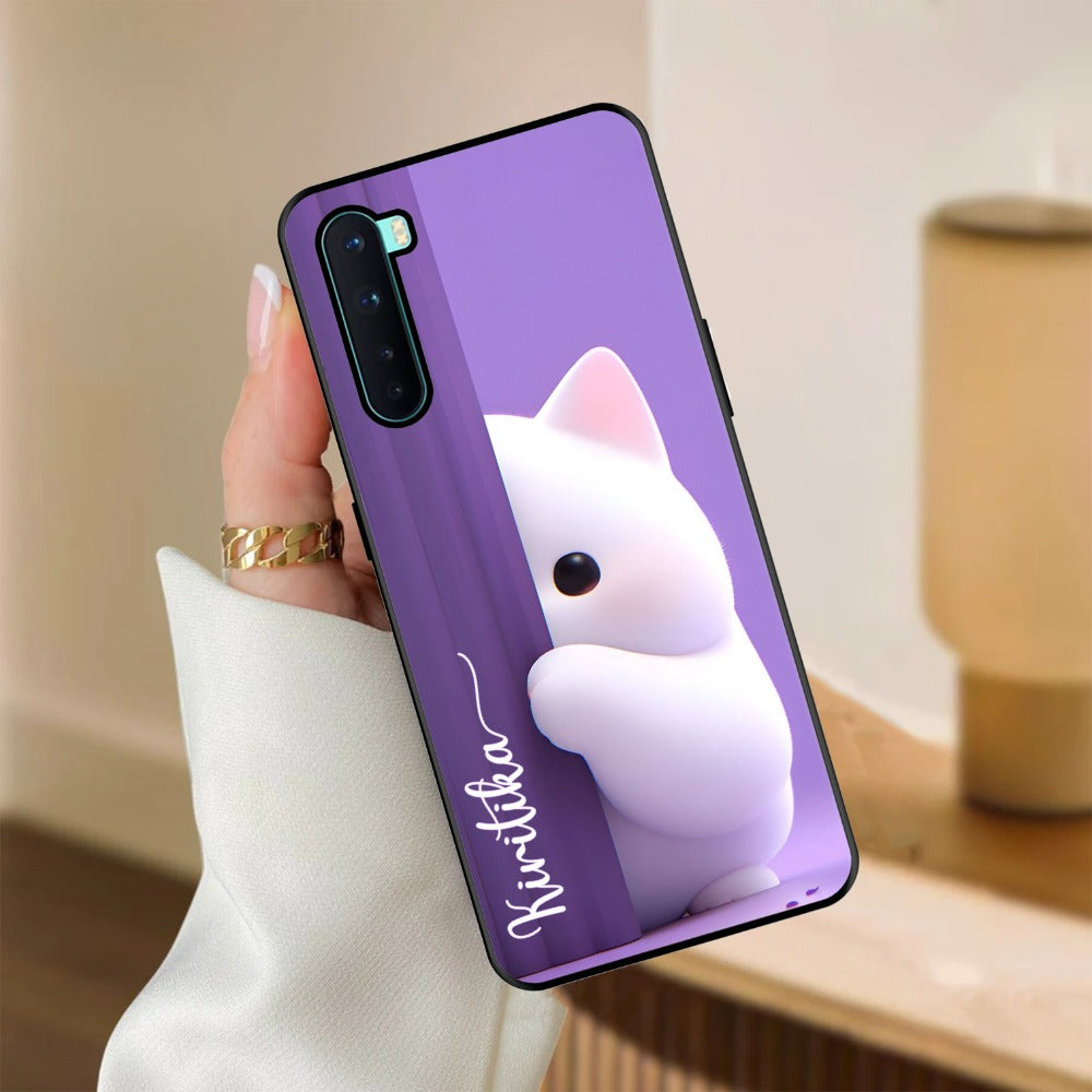 Cute KItten Glossy Metal Case Cover For OnePlus