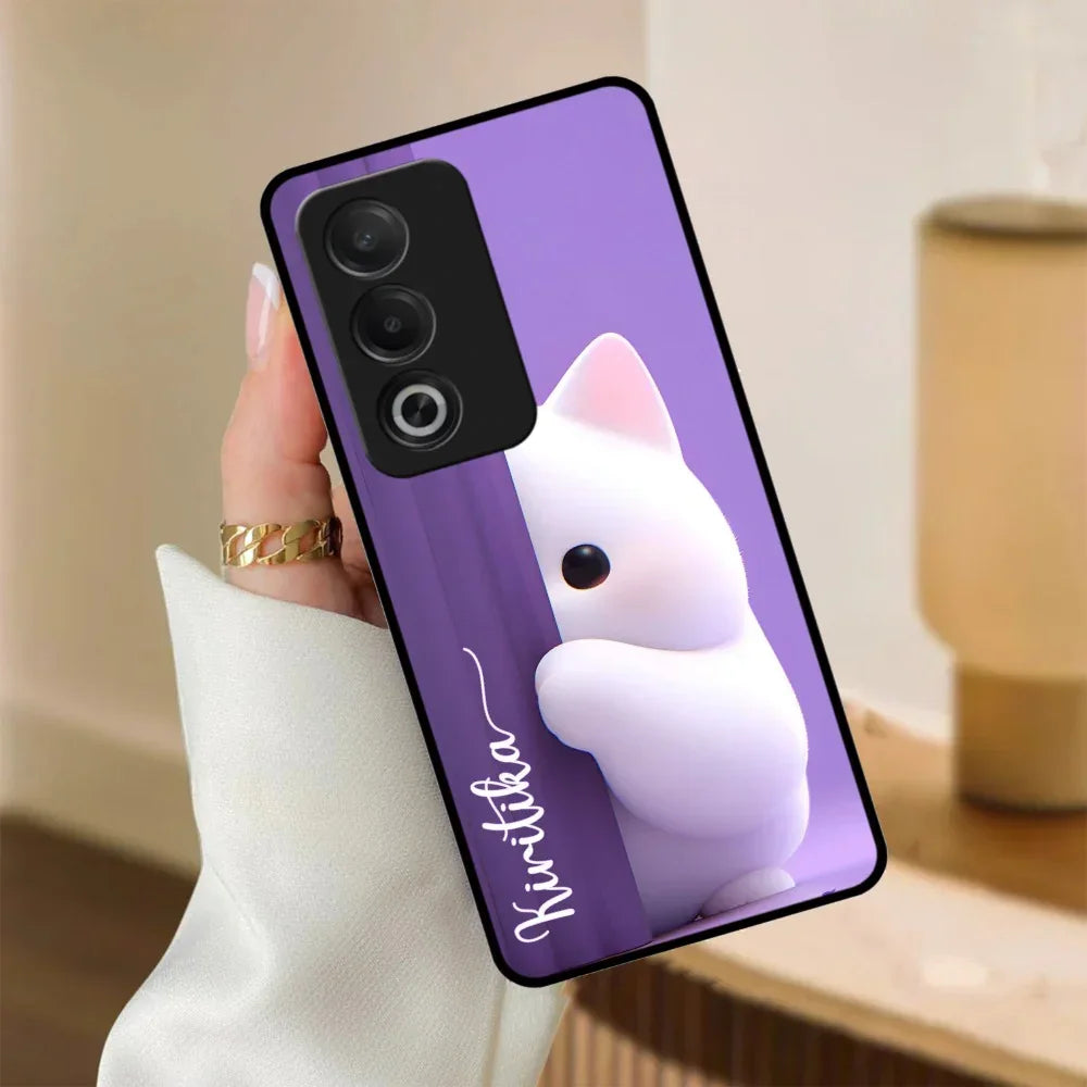 Cute Kitten Glossy Metal Case Cover For Oppo - ShopOnCliQ