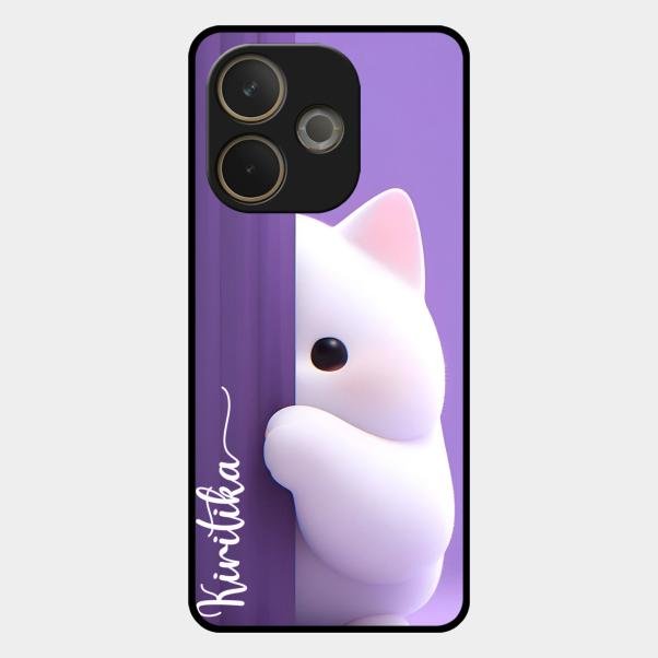 Cute Kitten Glossy Metal Case Cover For Oppo A5 Pro 5G