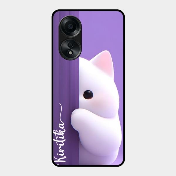 Cute Kitten Glossy Metal Case Cover For Oppo A58