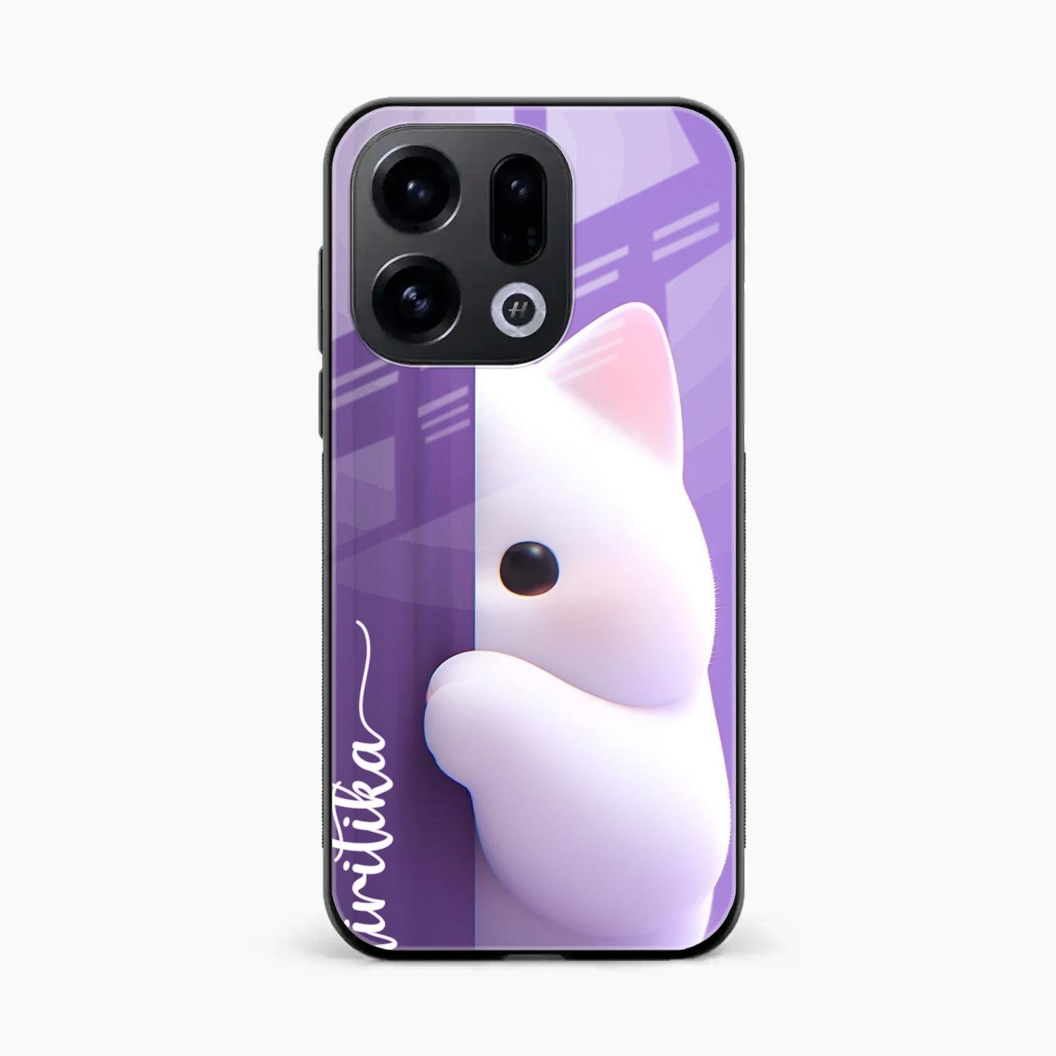 Cute Kitten Glossy Metal Case Cover For Oppo Find X9 5G