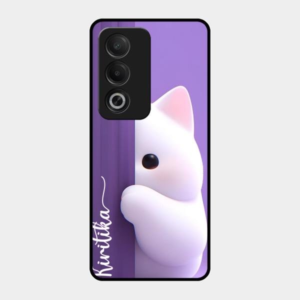 Cute Kitten Glossy Metal Case Cover For Oppo K12X 5G