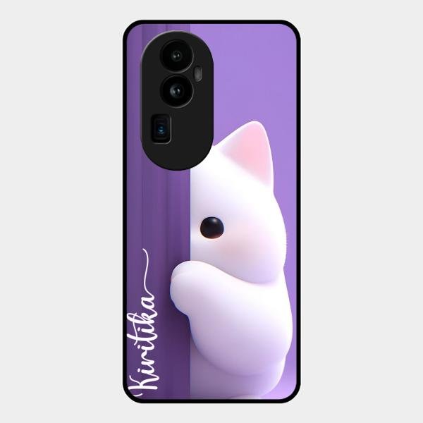 Cute Kitten Glossy Metal Case Cover For Oppo Reno 10 Pro Plus 5G