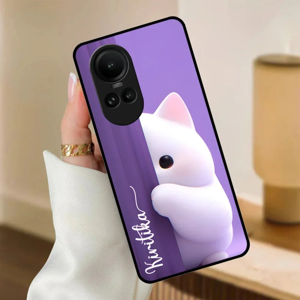 Cute Kitten Glossy Metal Case Cover For Oppo - ShopOnCliQ