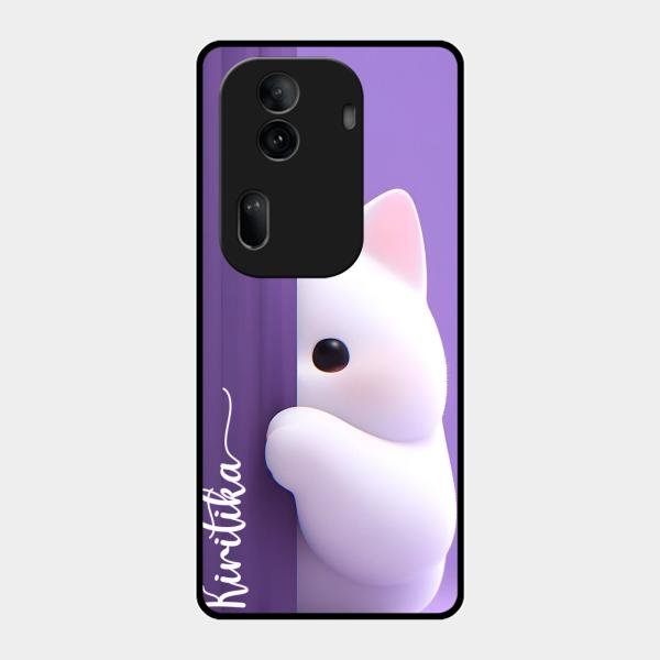 Cute Kitten Glossy Metal Case Cover For Oppo Reno 11 Pro 5G