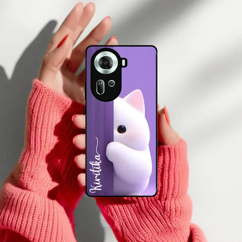 Cute Kitten Glossy Metal Case Cover For Oppo - ShopOnCliQ