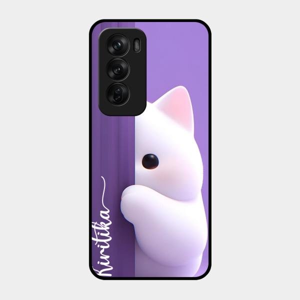 Cute Kitten Glossy Metal Case Cover For Oppo Reno 12 Pro 5G