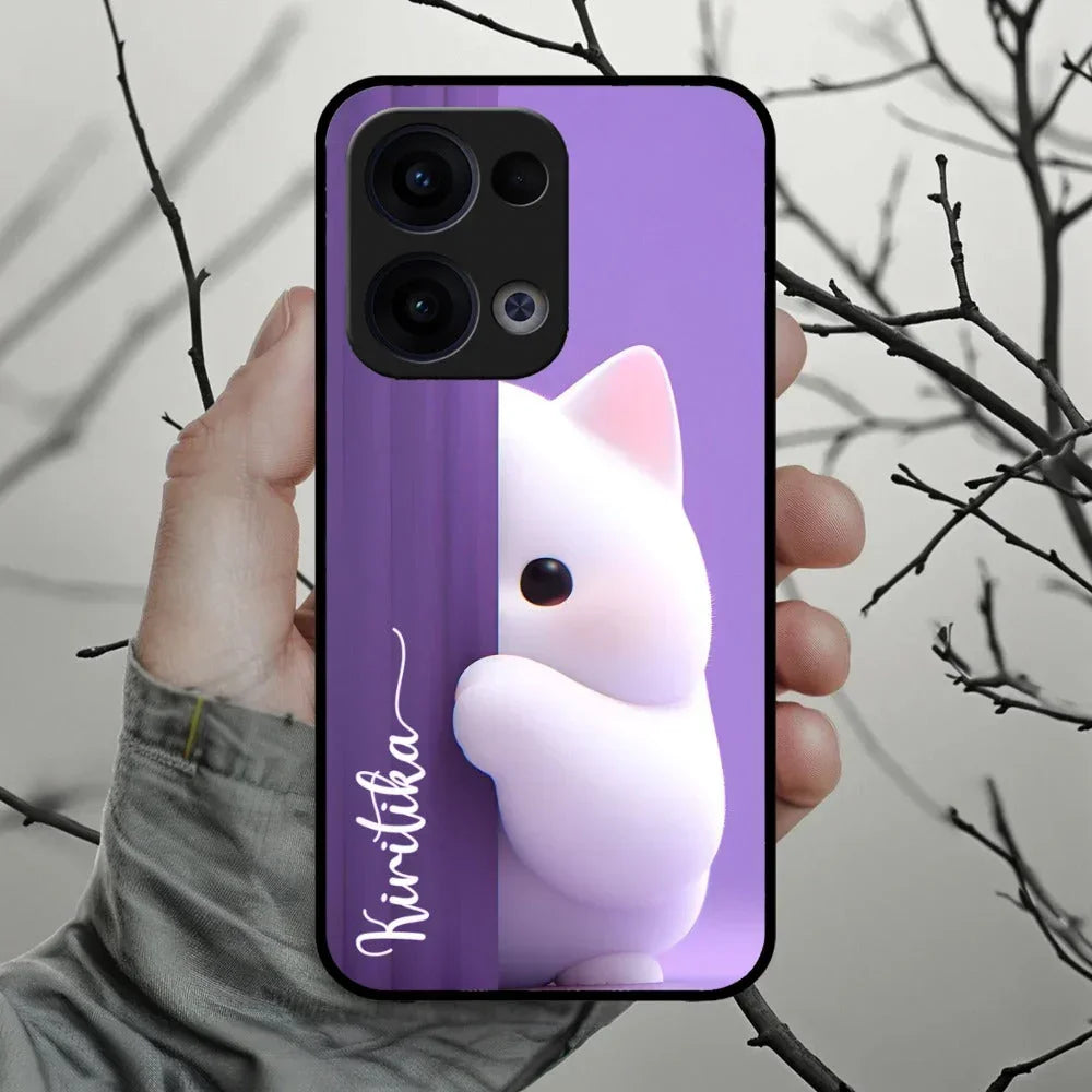 Cute Kitten Glossy Metal Case Cover For Oppo - ShopOnCliQ