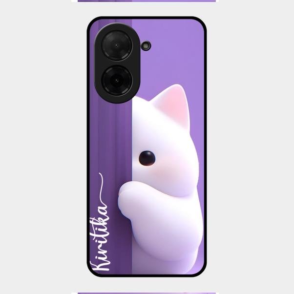 Cute Kitten Glossy Metal Case Cover For Poco C71