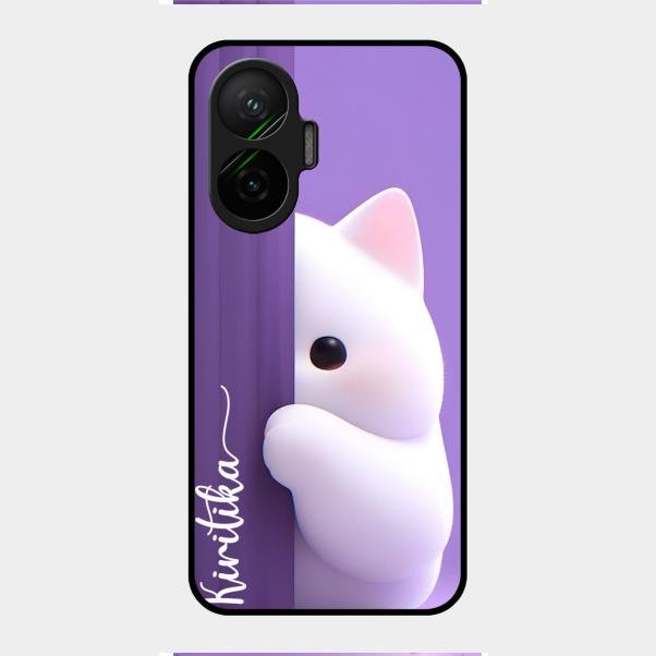Cute Kitten Glossy Metal Case Cover For Poco F7 5G