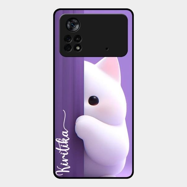 Cute Kitten Glossy Metal Case Cover For Poco X4 Pro 5G