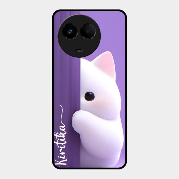 Cute Kitten Glossy Metal Case Cover For Realme 11 5G