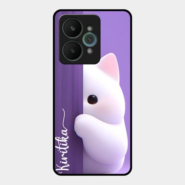 Cute Kitten Glossy Metal Case Cover For Realme 15 5G