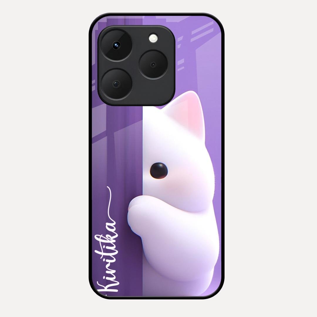 Cute Kitten Glossy Metal Case Cover For Realme 15T 5G