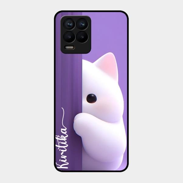 Cute Kitten Glossy Metal Case Cover For Realme 8 Pro