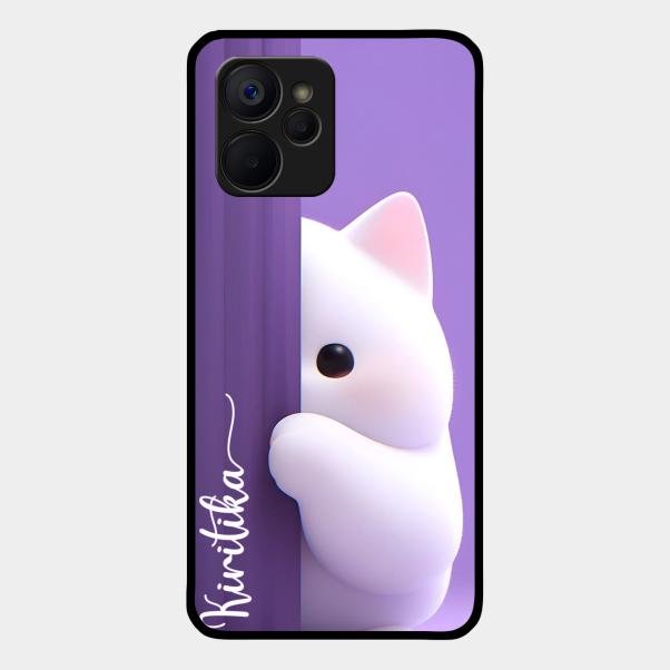 Cute Kitten Glossy Metal Case Cover For Realme 9I 5G