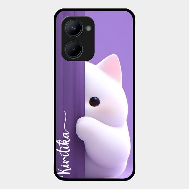 Cute Kitten Glossy Metal Case Cover For Realme C33 2023