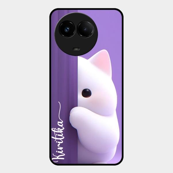 Cute Kitten Glossy Metal Case Cover For Realme C67 5G