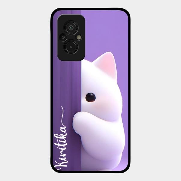 Cute Kitten Glossy Metal Case Cover For Redmi 11 Prime 4G