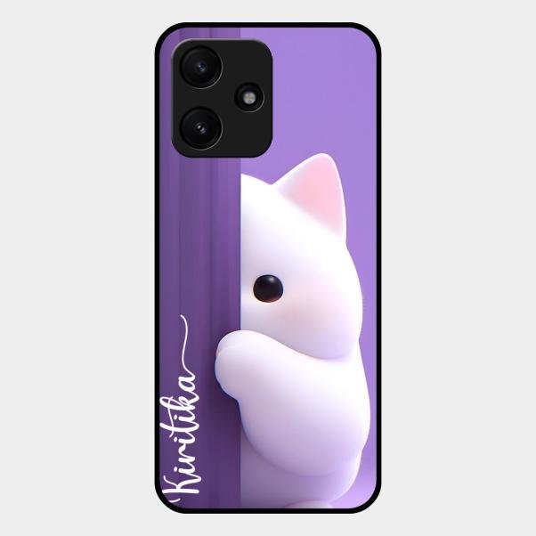 Cute Kitten Glossy Metal Case Cover For Redmi 12 5G