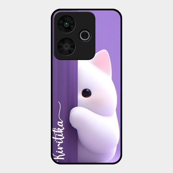 Cute Kitten Glossy Metal Case Cover For Redmi 13 5G