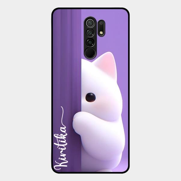 Cute Kitten Glossy Metal Case Cover For Redmi 9 Prime