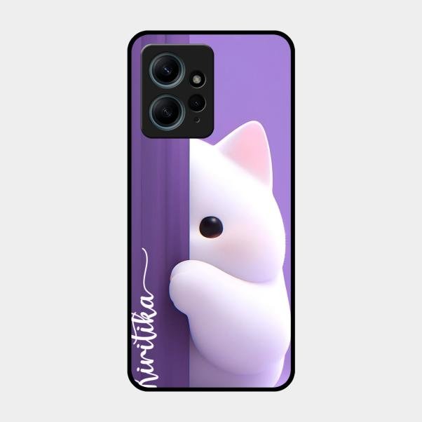 Cute Kitten Glossy Metal Case Cover For Redmi Note 12 4G