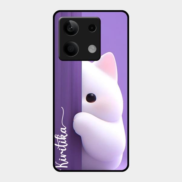 Cute Kitten Glossy Metal Case Cover For Redmi Note 13 5G