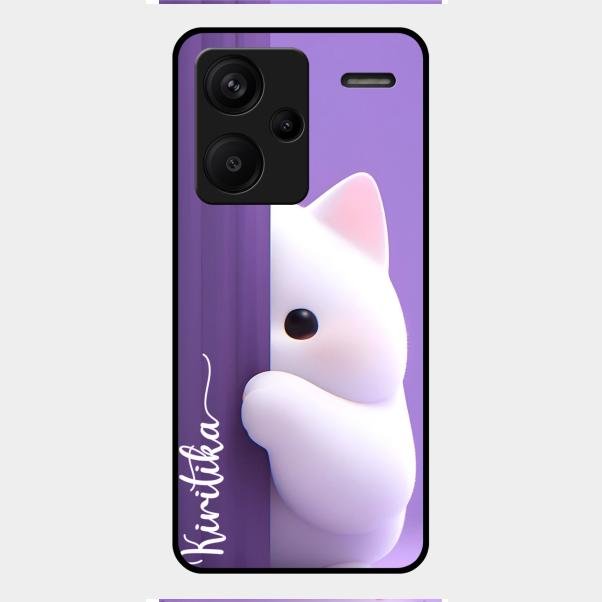Cute Kitten Glossy Metal Case Cover For Redmi Note 13 Pro Plus 5G
