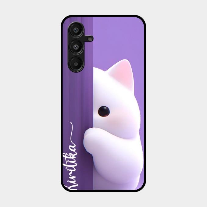 Cute Kitten Glossy Metal Case Cover For Samsung Galaxy A16 5G
