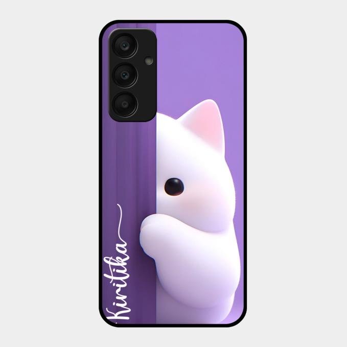 Cute Kitten Glossy Metal Case Cover For Samsung Galaxy A25 5G