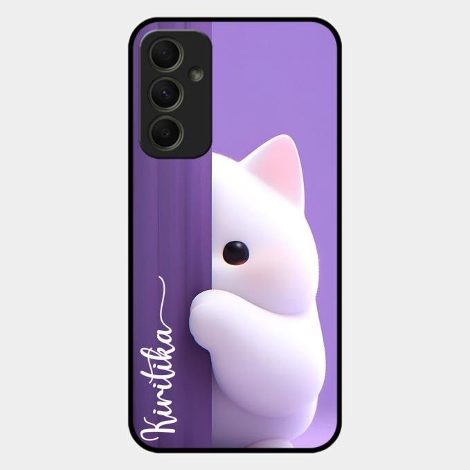 Cute Kitten Glossy Metal Case Cover For Samsung Galaxy A34 5G