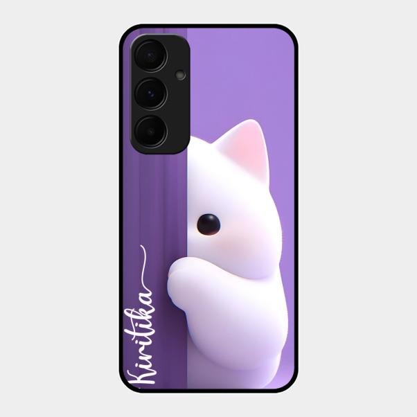 Cute Kitten Glossy Metal Case Cover For Samsung Galaxy A35 5G