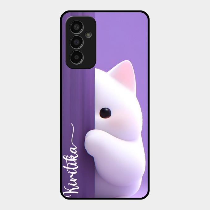 Cute Kitten Glossy Metal Case Cover For Samsung Galaxy F13