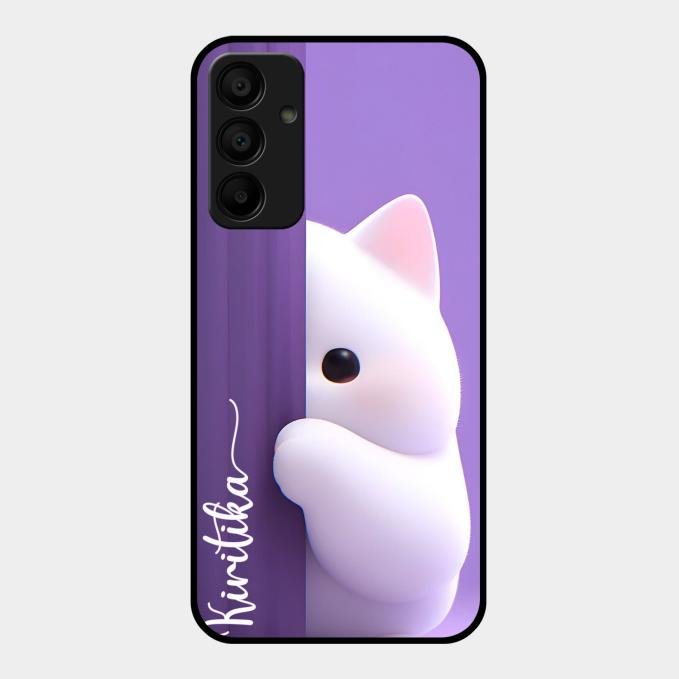 Cute Kitten Glossy Metal Case Cover For Samsung Galaxy F15 5G