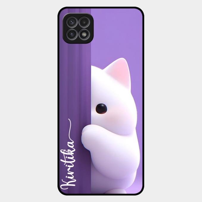 Cute Kitten Glossy Metal Case Cover For Samsung Galaxy F42 5G